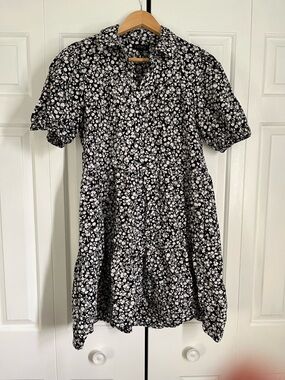 1State Black Floral Mini Dress - Medium